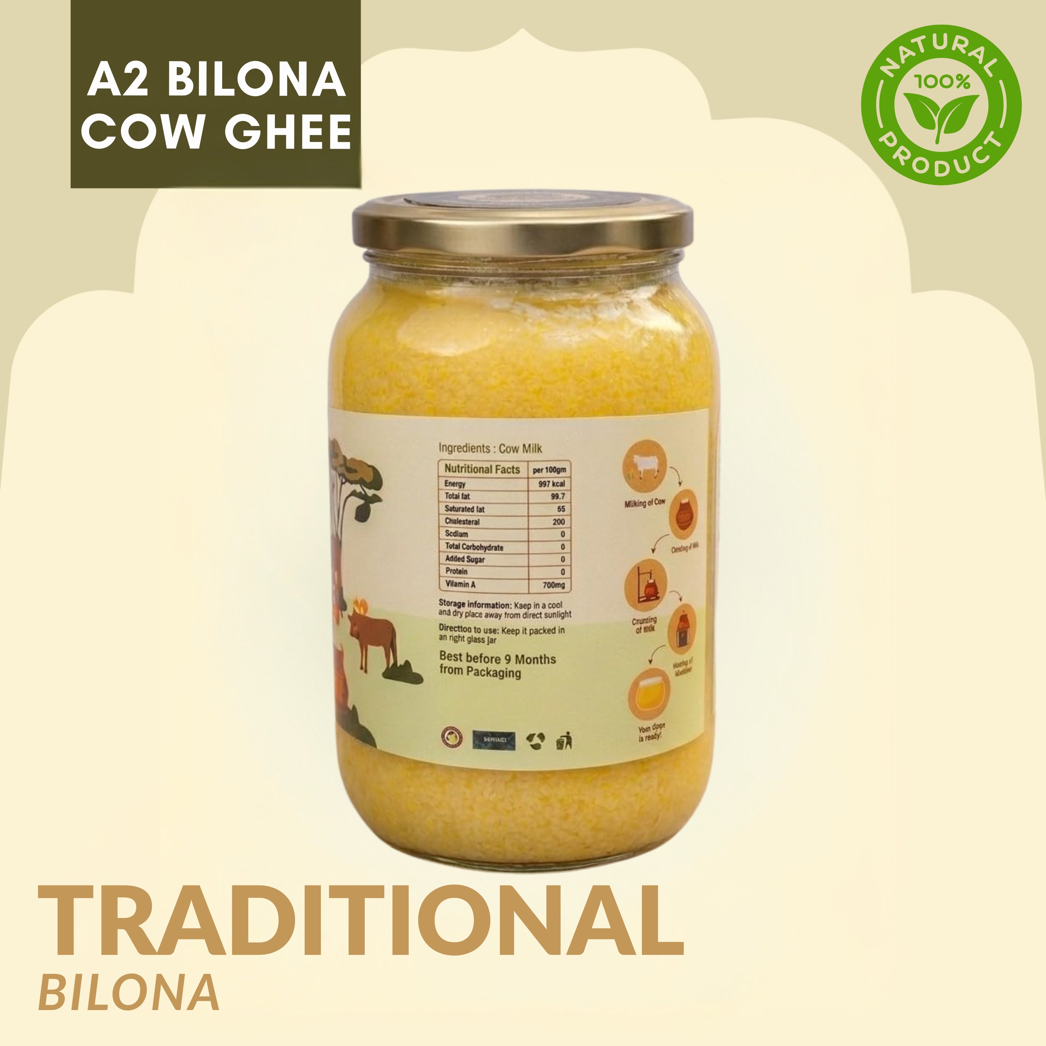 A2 Desi Cow Ghee-Traditional Bilona Cow Ghee | Pure Organic Ghee Secondary image