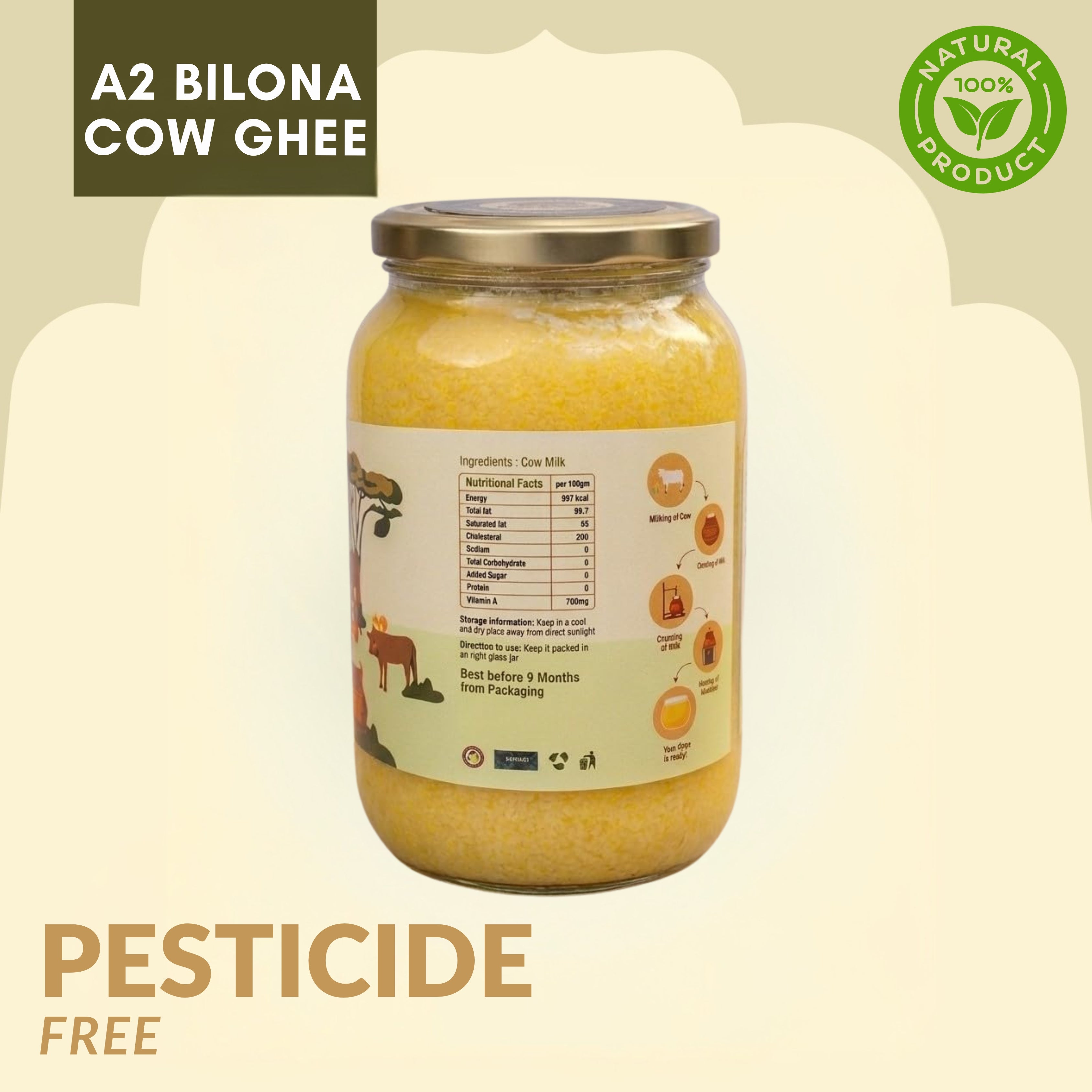 A2 Desi Cow Ghee-Traditional Bilona Cow Ghee | Pure Organic Ghee