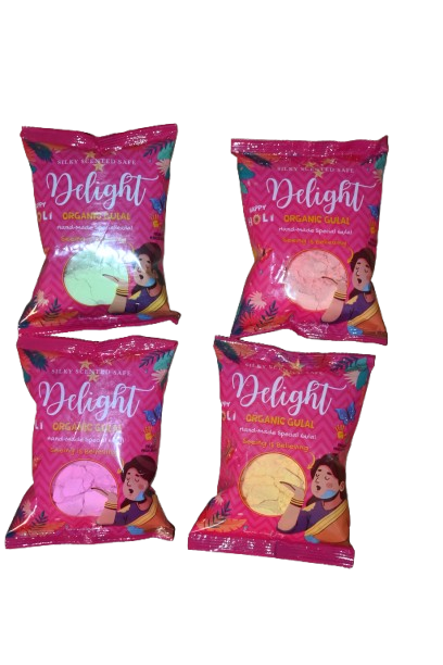 Holi Herbal Gulal- 4 Colors (Y,G,P,O)-320gm Main image