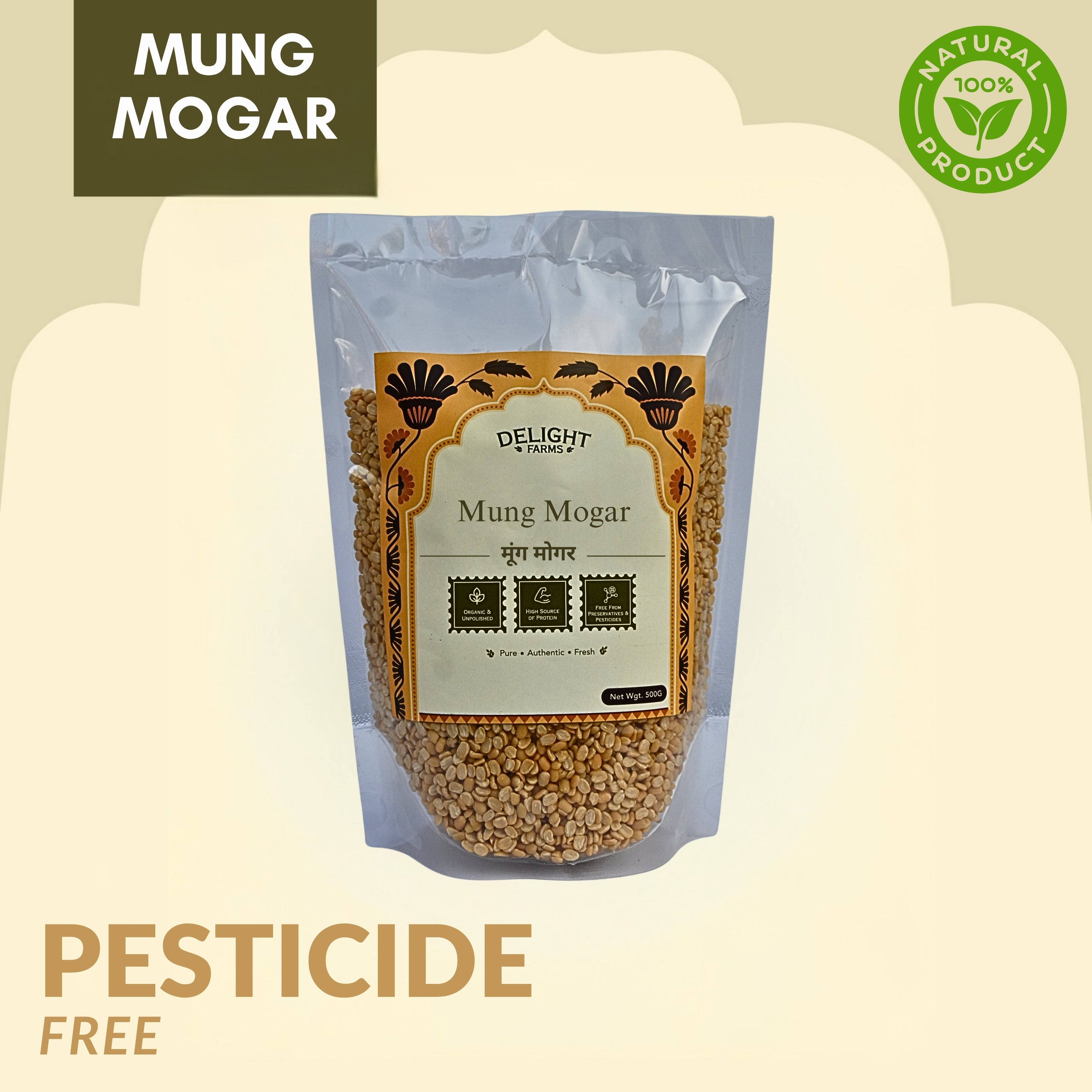 Delight Farms Moong Dal Whole 500g | Green Gram Whole | High Plant Protein, Rich in Fiber & Iron | Supports Energy, Muscle Strength & Digestive Health | Easy to Cook, Gluten-Free, Pure & Natural Premium Pulses Main image