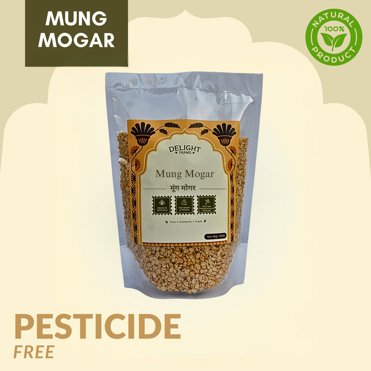 Delight Farms Moong Dal Whole 500g | Green Gram Whole | High Plant Protein, Rich in Fiber & Iron | Supports Energy, Muscle Strength & Digestive Health | Easy to Cook, Gluten-Free, Pure & Natural Premium Pulses