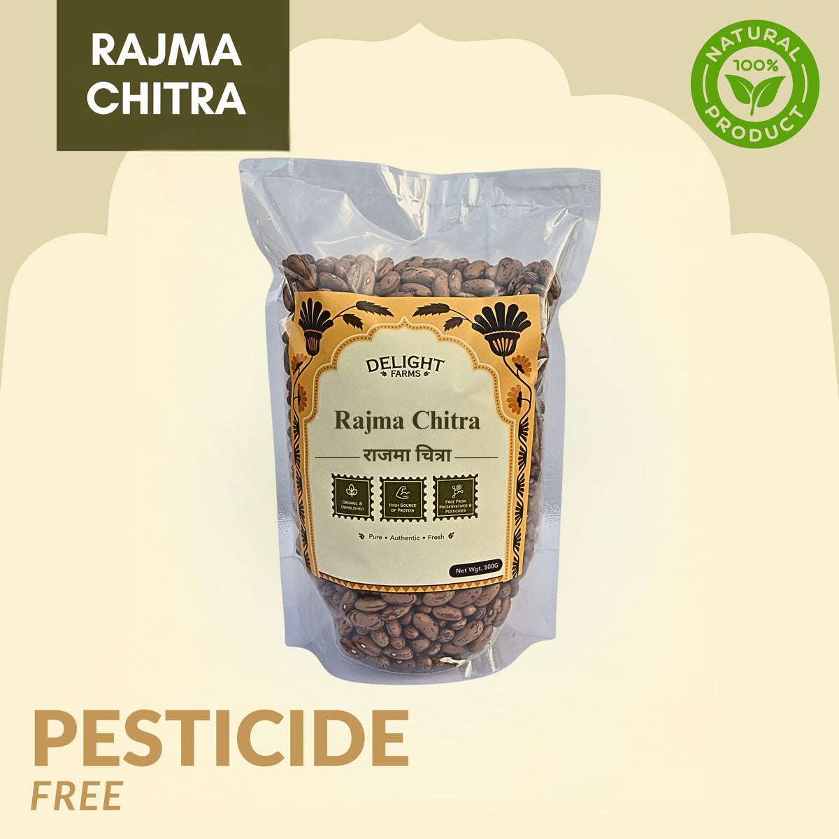 Delight Farms Jammu Kashmiri Rajma – Pure & Natural, Pesticide-Free, Residue-Free Kidney Beans | High Protein, Heart Healthy, Energy Boosting