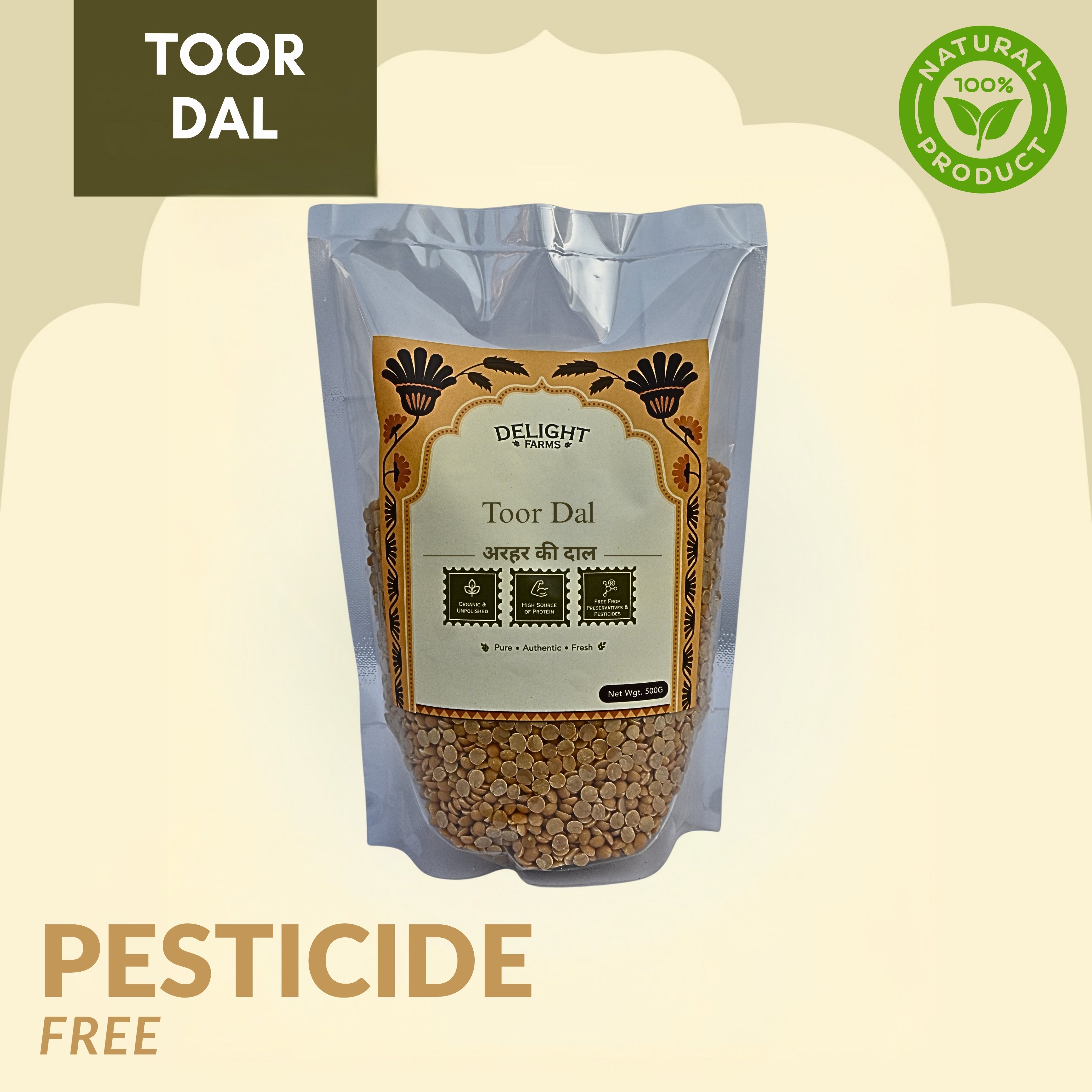 Toor Dal for Daily Cooking, Rich Taste & Protein Source, Dal Tadka Sambar Khichdi for Cooking | Pesticide-Free, Residue-Free, Pure & Natural
