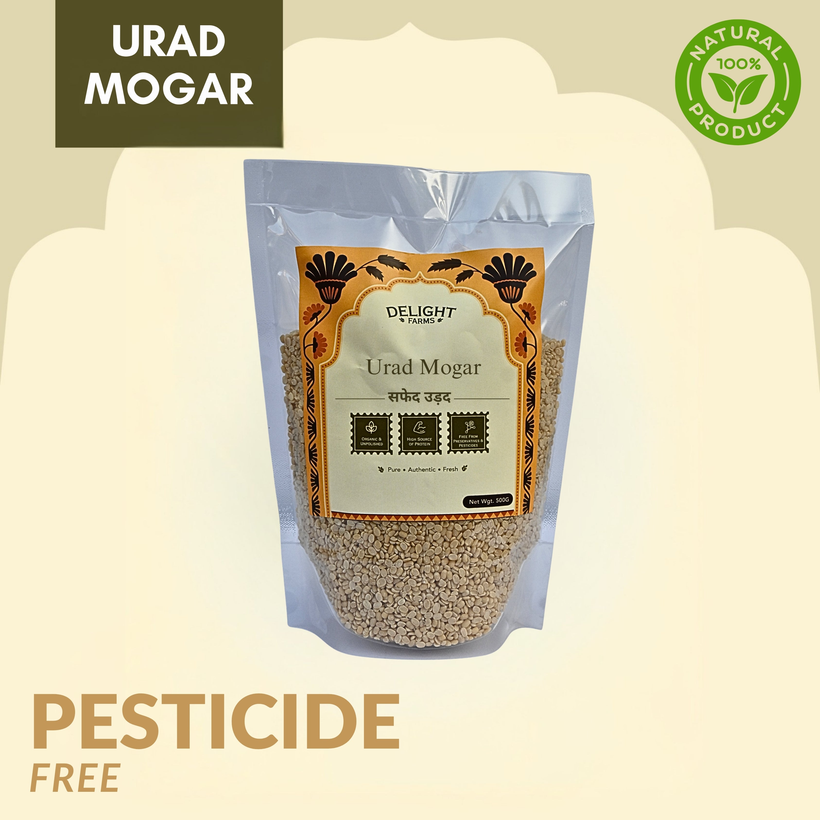 Premium quality Delight Farms urad mogar dhuli urad dal